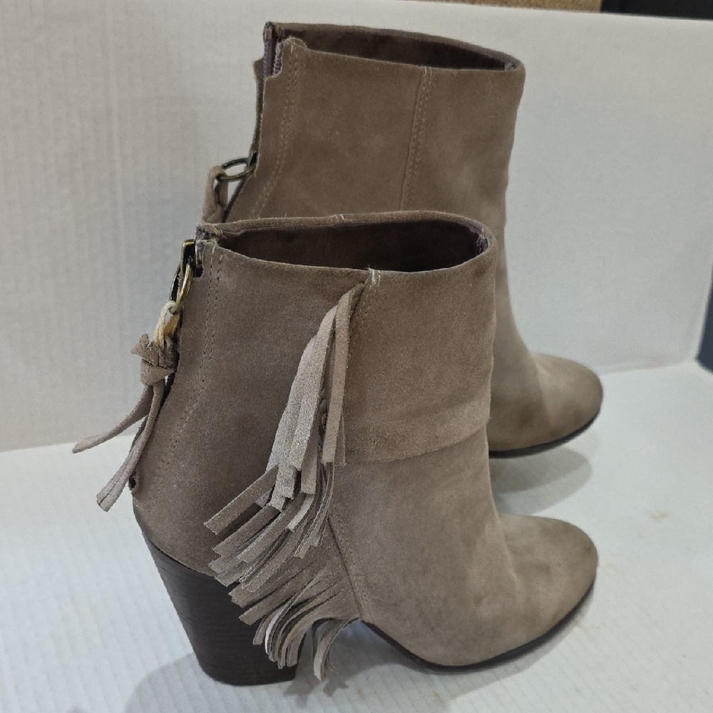 Ash Quick Suede Fringe Women's Ankle Boots - Tan Size 8 - Picture 3 of 9